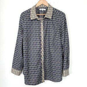 Foxcroft‎ Taylor Stripe Chain Long Sleeve Button Up Womens Size 24W Bit & Bridle
